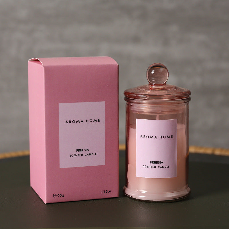 Pink Ins Style Scented Candle, Vintage Glass Jar, Aromatherapy Soy Wax Candle, Essential Oils, Home Decor, Birthday Gift