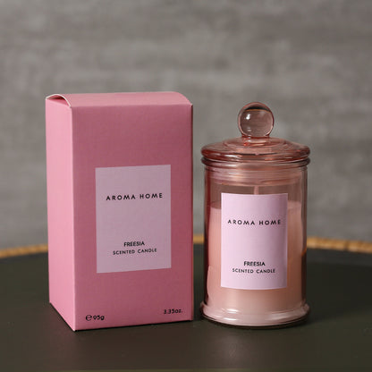 Pink Ins Style Scented Candle, Vintage Glass Jar, Aromatherapy Soy Wax Candle, Essential Oils, Home Decor, Birthday Gift