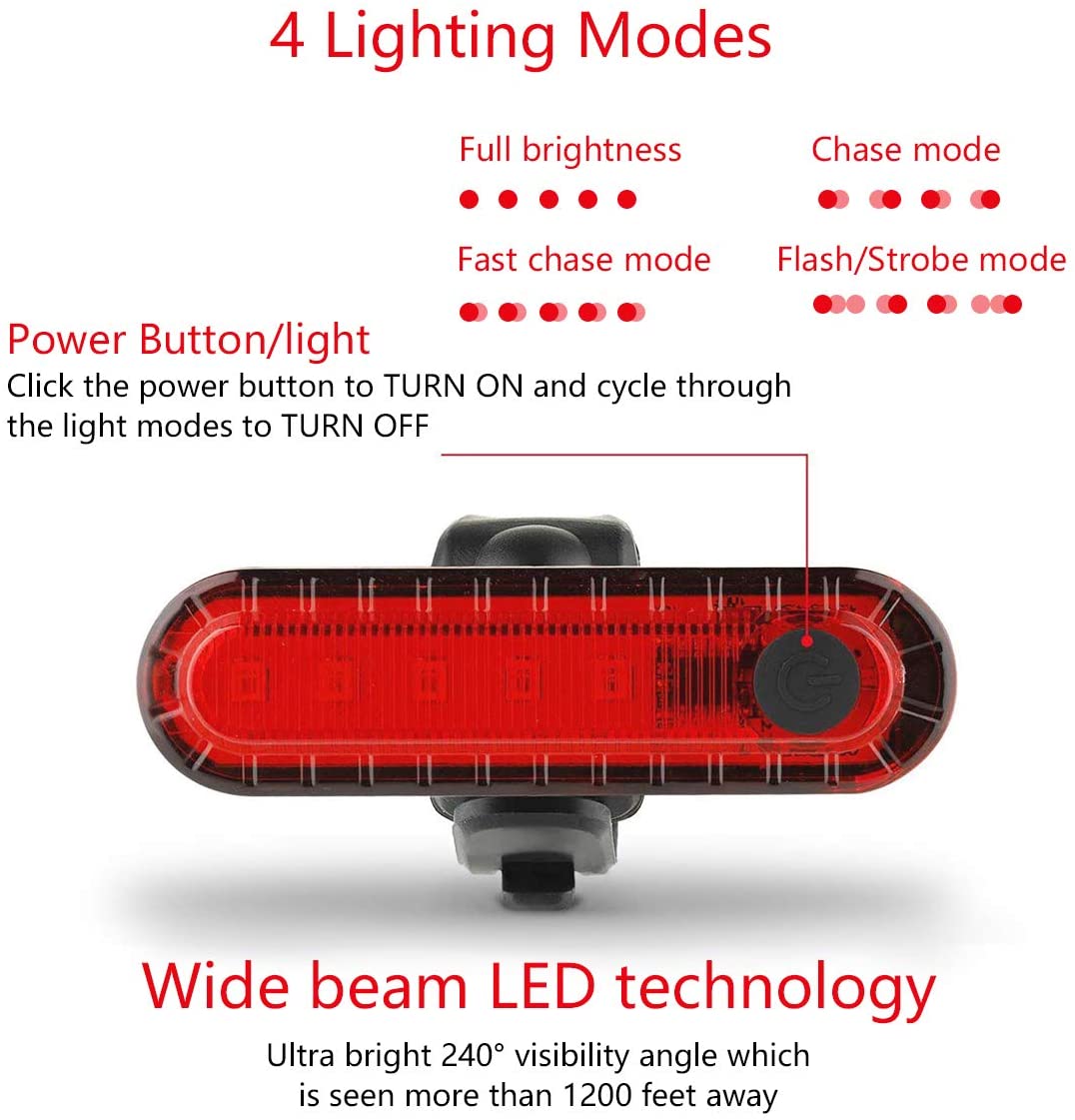 USB Rechargeable Rear Bike Light, Ultra Bright Bicycle Taillight for Cycling Safety, Easy to Install