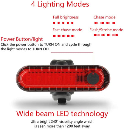 USB Rechargeable Rear Bike Light, Ultra Bright Bicycle Taillight for Cycling Safety, Easy to Install