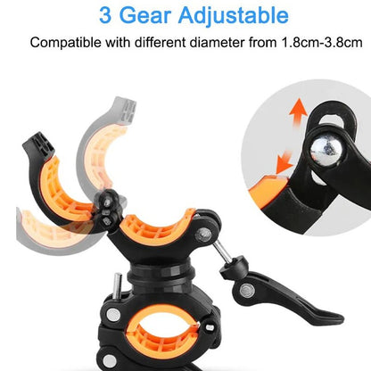 Multifunctional Rotatable Bike Light Holder, MTB LED Flashlight Bracket, Road Cycling Mount Accessory