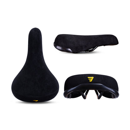 Flannelette Bike Seat, Wheelie Black Bicycle Saddle With Logos, Embroidery Logo Rail