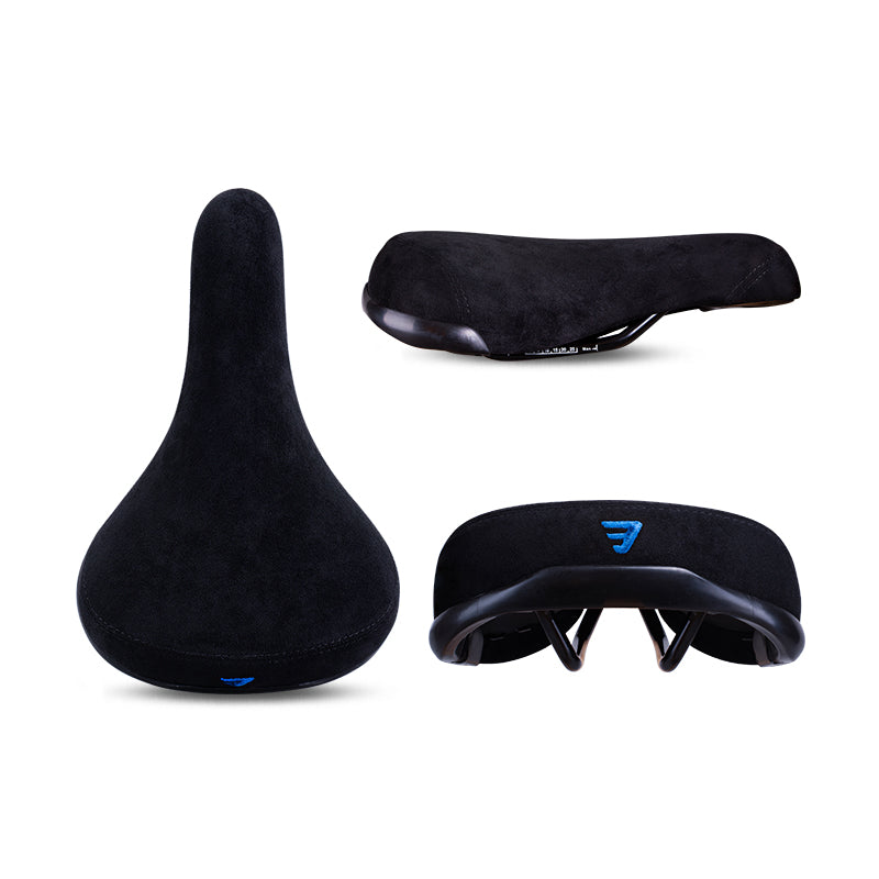 Flannelette Bike Seat, Wheelie Black Bicycle Saddle With Logos, Embroidery Logo Rail