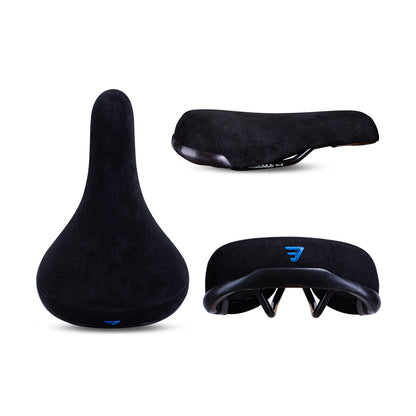 Flannelette Bike Seat, Wheelie Black Bicycle Saddle With Logos, Embroidery Logo Rail