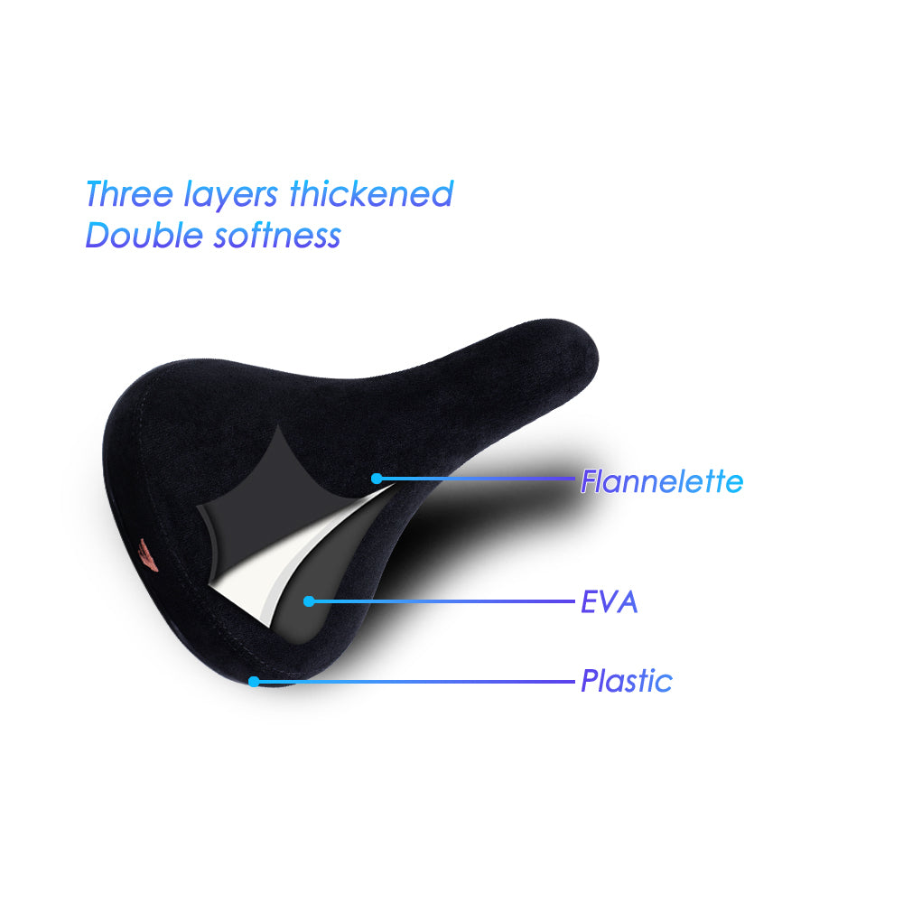Flannelette Bike Seat, Wheelie Black Bicycle Saddle With Logos, Embroidery Logo Rail