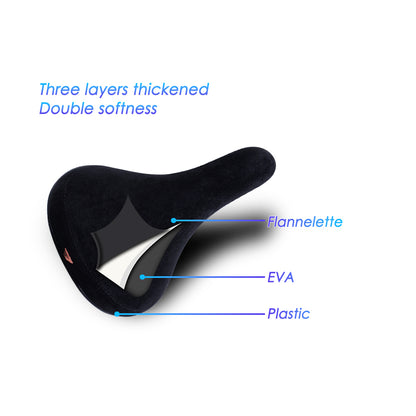 Flannelette Bike Seat, Wheelie Black Bicycle Saddle With Logos, Embroidery Logo Rail