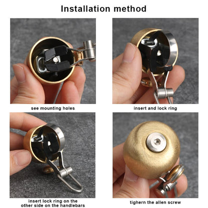 Retro Classical Bicycle Bell, Clear Loud Sound Steel Copper, Mountain Bike Handlebar Horn, Safety Cycling Ring Alarm