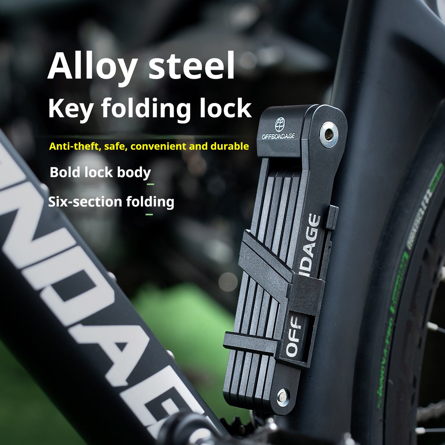 Foldable Bicycle Lock, High Security Anti Theft Bike Lock for MTB, Road, E-Bike, Scooter, Durable Folding Cycle Accessor