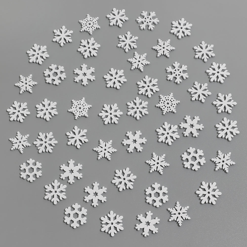 White Wooden Snowflake Christmas Tree Ornaments for Holiday Decor and DIY Gifts