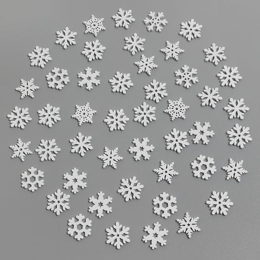 White Wooden Snowflake Christmas Tree Ornaments for Holiday Decor and DIY Gifts