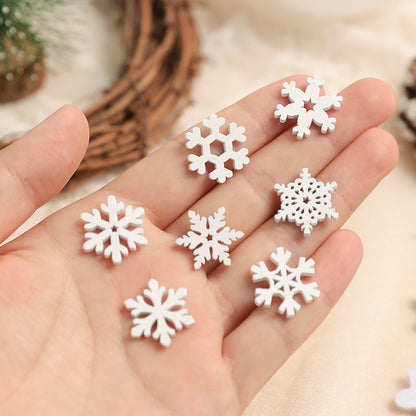White Wooden Snowflake Christmas Tree Ornaments for Holiday Decor and DIY Gifts