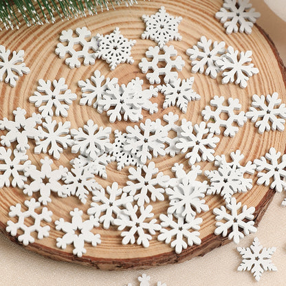 White Wooden Snowflake Christmas Tree Ornaments for Holiday Decor and DIY Gifts