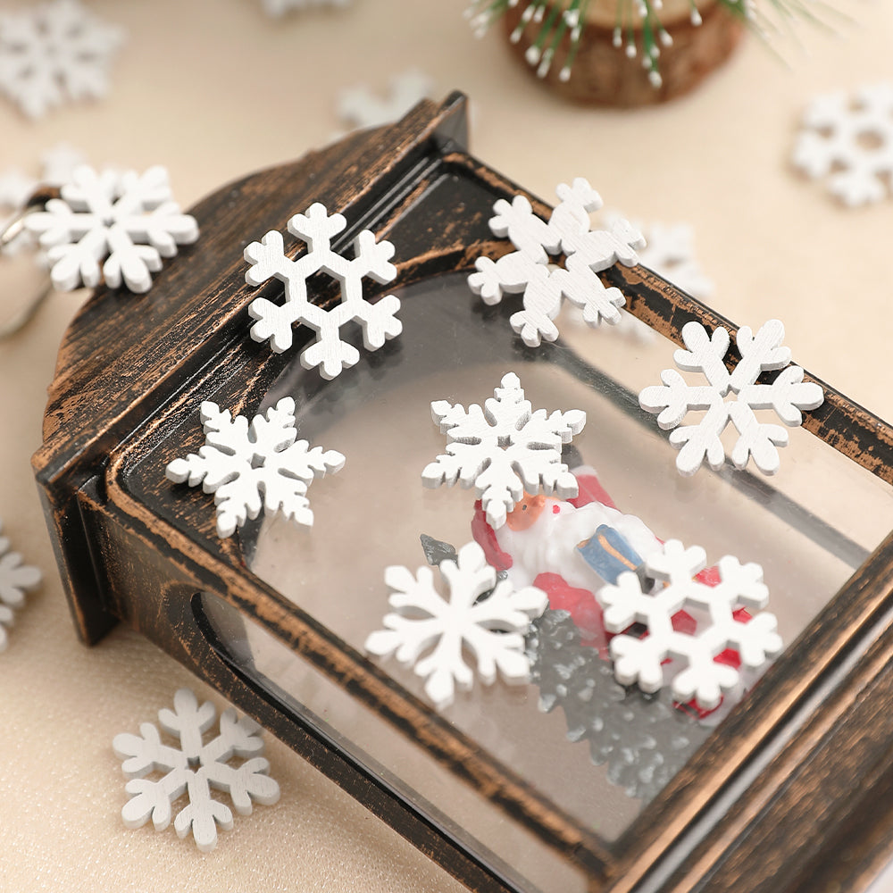White Wooden Snowflake Christmas Tree Ornaments for Holiday Decor and DIY Gifts
