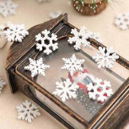 White Wooden Snowflake Christmas Tree Ornaments for Holiday Decor and DIY Gifts