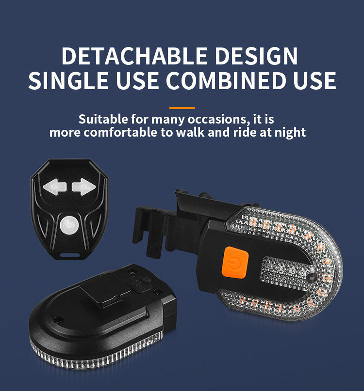 LED Bicycle Turn Signal Light, USB Rechargeable Rear Lamp, Wireless Bike Tail Light for Safety