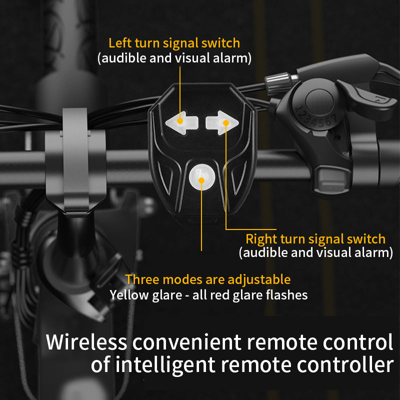 LED Bicycle Turn Signal Light, USB Rechargeable Rear Lamp, Wireless Bike Tail Light for Safety