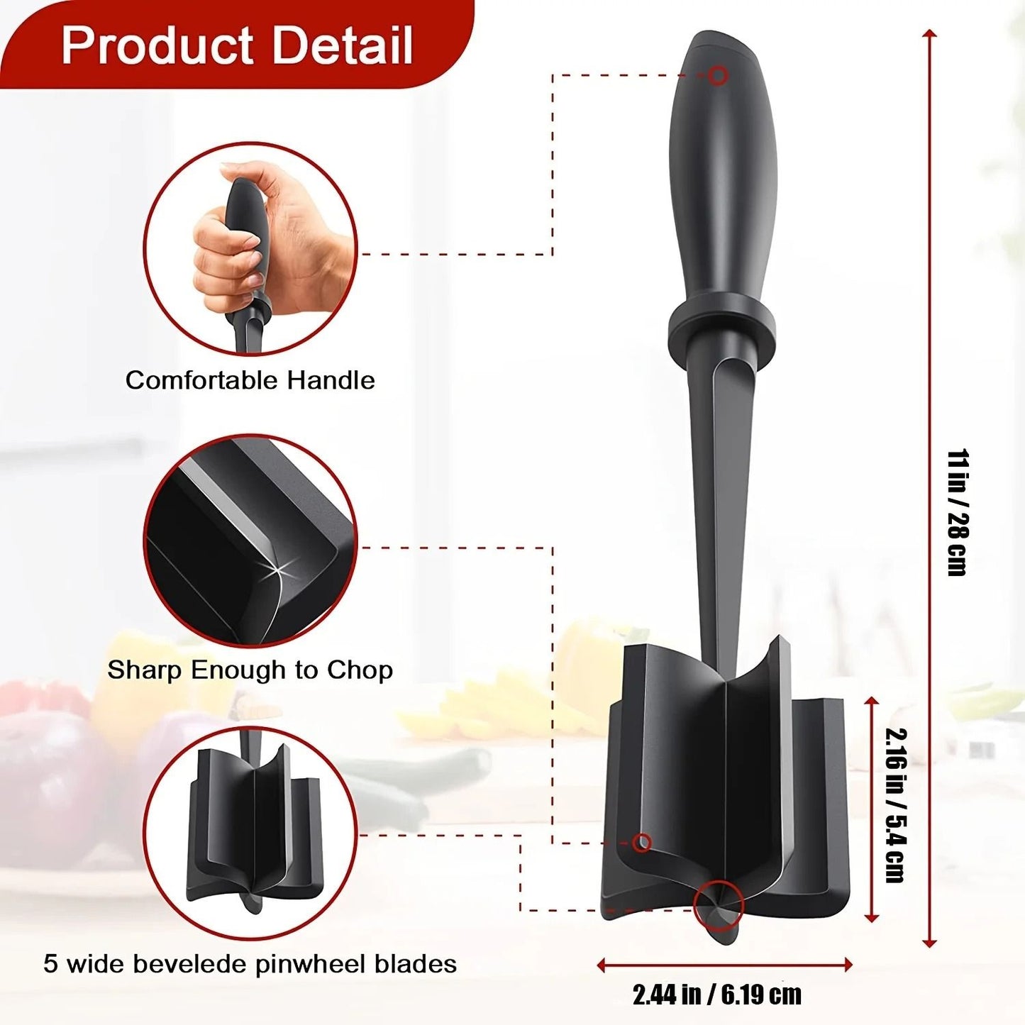 Heat Resistant Meat Chopper for Hamburger and Ground Meat