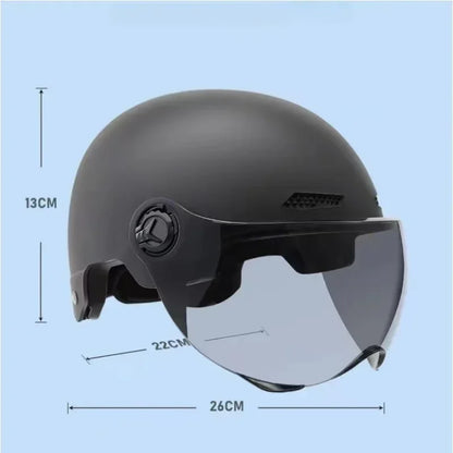 Mens and Womens Bicycle Safety Helmet, Adult and Children's Cartoon Motorcycle Half Helmet with Goggles, Electric Bike