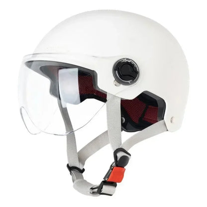 Mens and Womens Bicycle Safety Helmet, Adult and Children's Cartoon Motorcycle Half Helmet with Goggles, Electric Bike