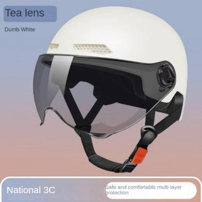 Mens and Womens Bicycle Safety Helmet, Adult and Children's Cartoon Motorcycle Half Helmet with Goggles, Electric Bike
