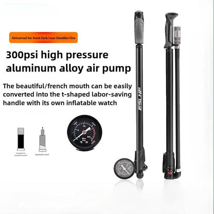 High Pressure Portable Bicycle Pump with Gauge, Fork and Rear Suspension Air Pump for Mountain Bikes