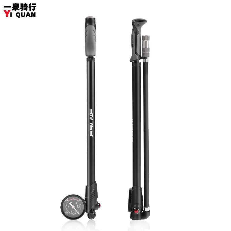 High Pressure Portable Bicycle Pump with Gauge, Fork and Rear Suspension Air Pump for Mountain Bikes