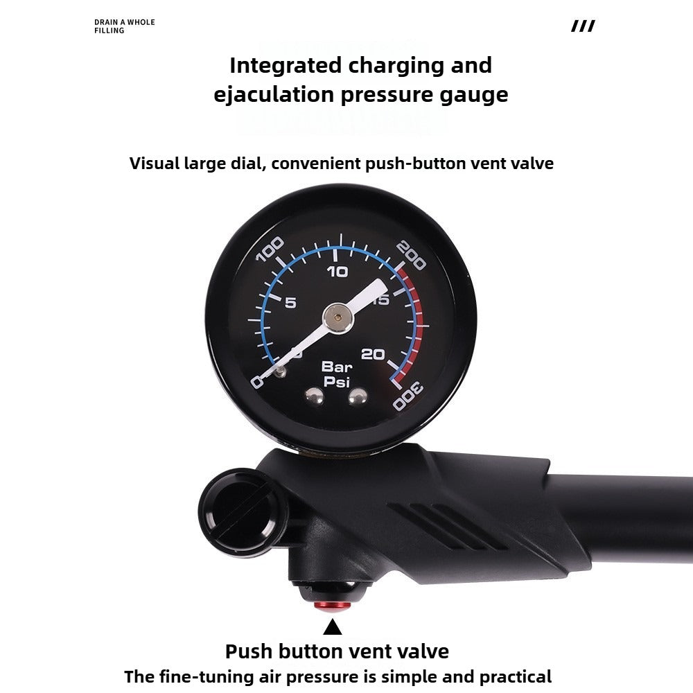 High Pressure Portable Bicycle Pump with Gauge, Fork and Rear Suspension Air Pump for Mountain Bikes