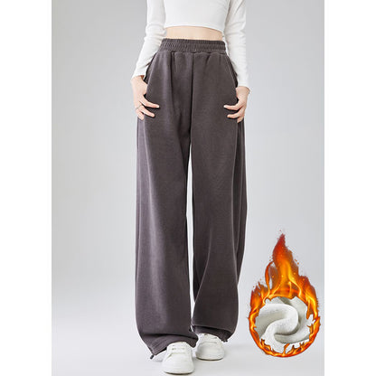 Women's High Waist Thermal Pants, Slim Fit Fleece Lined Trousers, Plush Winter Snow Warm Straight Leg Pants