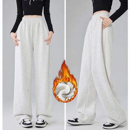 Women's High Waist Thermal Pants, Slim Fit Fleece Lined Trousers, Plush Winter Snow Warm Straight Leg Pants