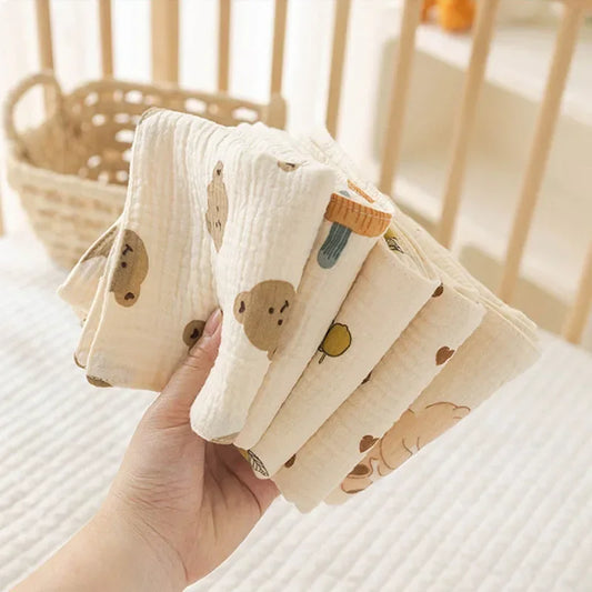 Soft Muslin Cotton Burp Cloths, Newborn Baby Face Towel, Drooling Bib, and Washcloth Set