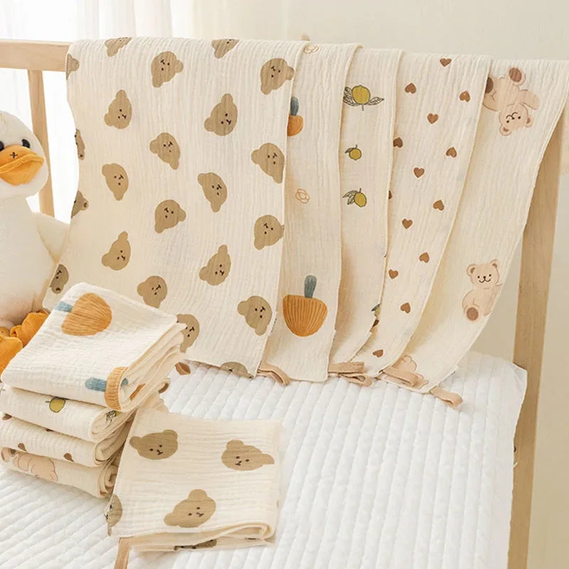 Soft Muslin Cotton Burp Cloths, Newborn Baby Face Towel, Drooling Bib, and Washcloth Set