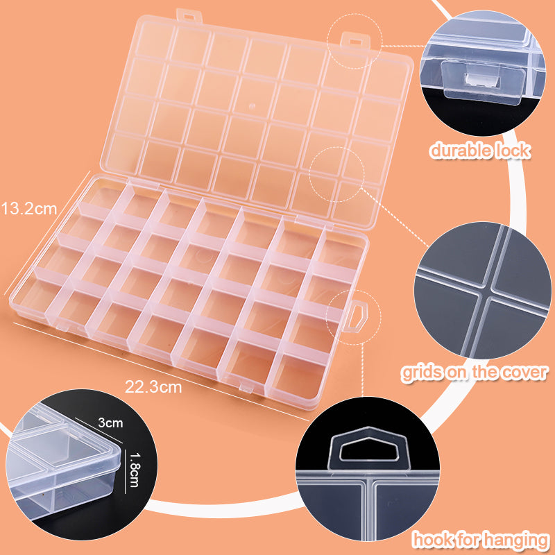 Clear Plastic Organizer Box, Transparent Storage Container, Jewelry Box, Empty Earring Storage Display for Beads