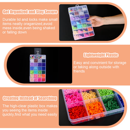 Clear Plastic Organizer Box, Transparent Storage Container, Jewelry Box, Empty Earring Storage Display for Beads