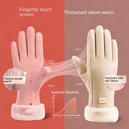 Womens Touchscreen Winter Gloves, Fashionable Finger Gloves with Thin Cashmere, Solid Color for Autumn and Winter
