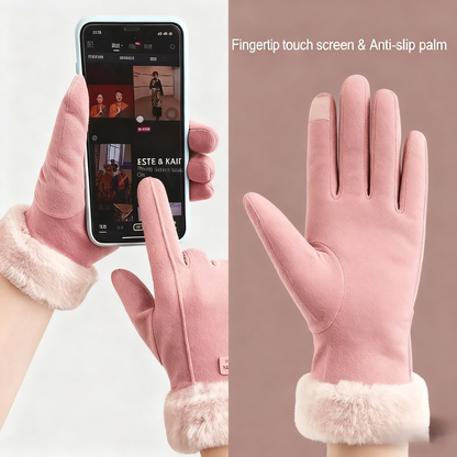 Womens Touchscreen Winter Gloves, Fashionable Finger Gloves with Thin Cashmere, Solid Color for Autumn and Winter