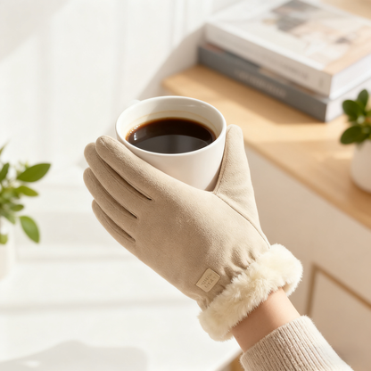 Womens Touchscreen Winter Gloves, Fashionable Finger Gloves with Thin Cashmere, Solid Color for Autumn and Winter