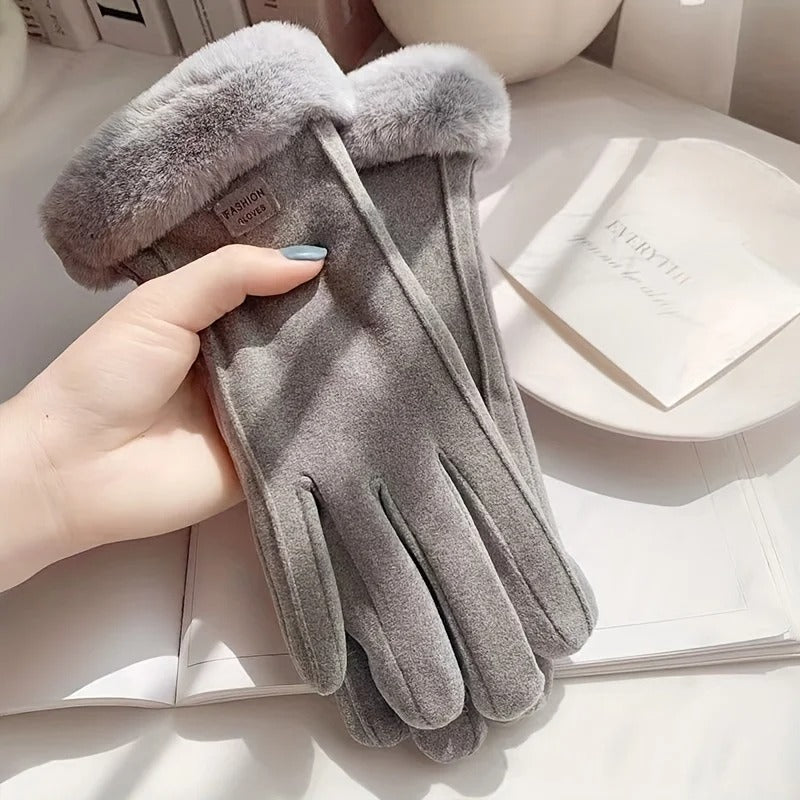 Womens Touchscreen Winter Gloves, Fashionable Finger Gloves with Thin Cashmere, Solid Color for Autumn and Winter