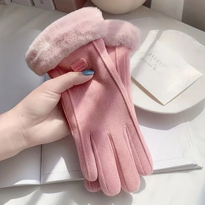 Womens Touchscreen Winter Gloves, Fashionable Finger Gloves with Thin Cashmere, Solid Color for Autumn and Winter