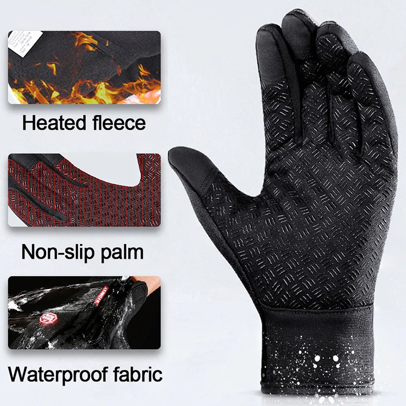Winter Warm, Windproof Gloves, Touch Screen, Waterproof, Anti Slip, for Men and Women, Bicycle, Sports