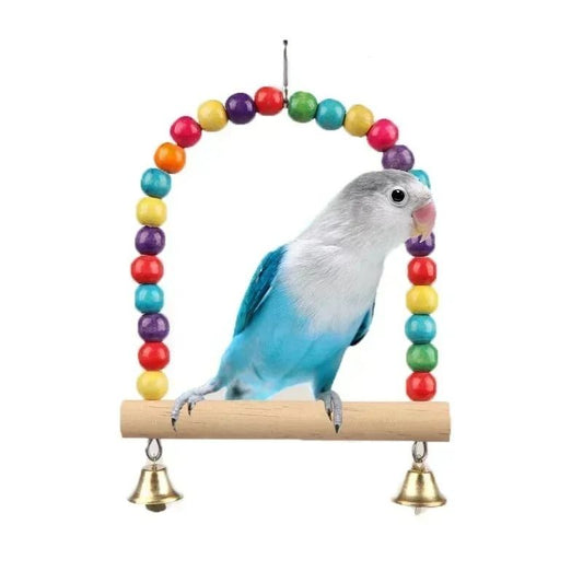 Wooden Bird Swing Toy for Parrots and Small Birds