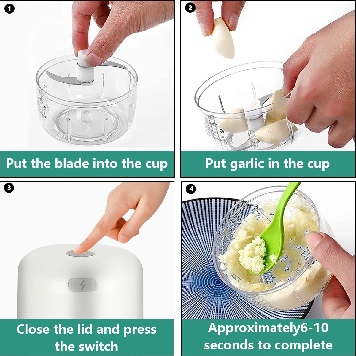 Portable Electric Garlic Chopper Wireless Mini Food Processor 100 ml 250 ml