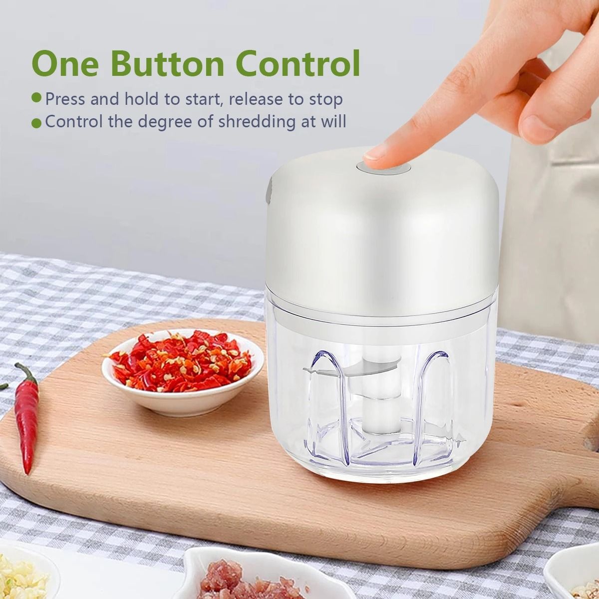 Portable Electric Garlic Chopper Wireless Mini Food Processor 100 ml 250 ml