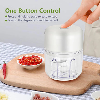 Portable Electric Garlic Chopper Wireless Mini Food Processor 100 ml 250 ml