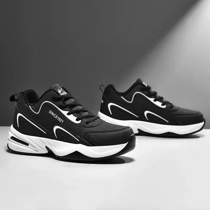 Men Sports Running Shoes Outdoor Walking Soft Casual Leather Sneakers Waterproof Tennis Shoes