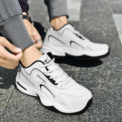 Men Sports Running Shoes Outdoor Walking Soft Casual Leather Sneakers Waterproof Tennis Shoes