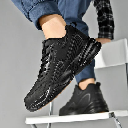 Men Sports Running Shoes Outdoor Walking Soft Casual Leather Sneakers Waterproof Tennis Shoes