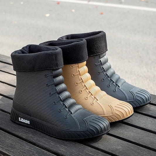 Rain Boots For Men Women Mid Calf Waterproof Winter Lined Outdoor Anti Slip Shoes