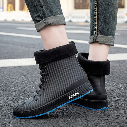 Rain Boots For Men Women Mid Calf Waterproof Winter Lined Outdoor Anti Slip Shoes
