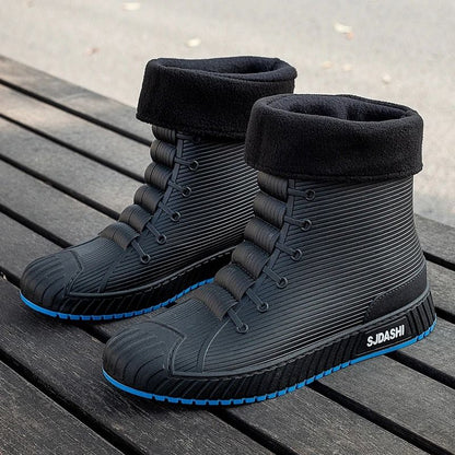 Rain Boots For Men Women Mid Calf Waterproof Winter Lined Outdoor Anti Slip Shoes