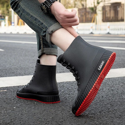 Rain Boots For Men Women Mid Calf Waterproof Winter Lined Outdoor Anti Slip Shoes